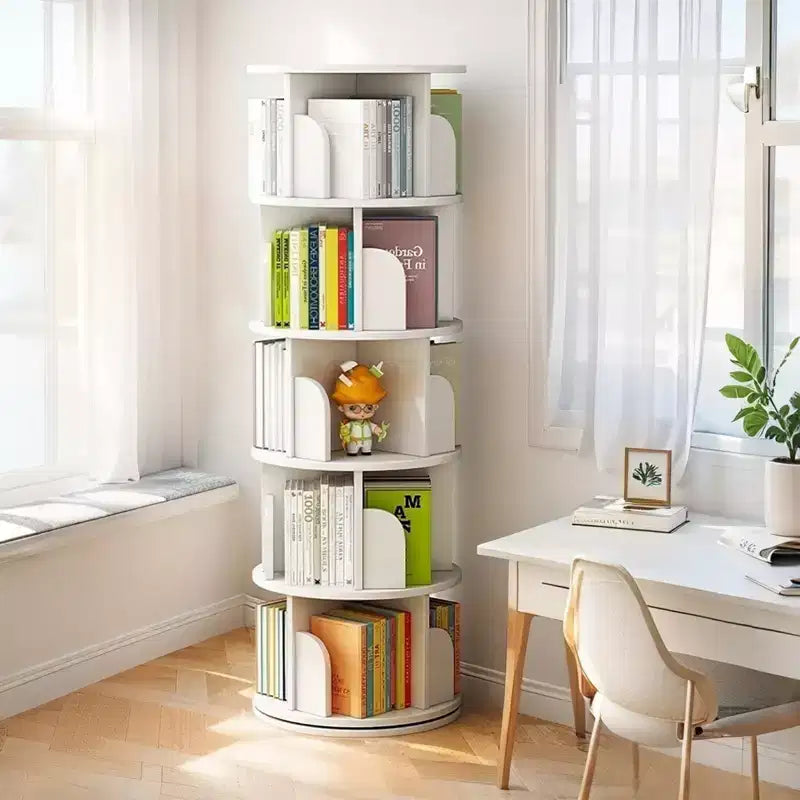Estantería giratoria de 5 niveles 360°, Torre giratoria que ahorra espacio, Multihabitación