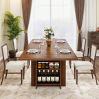Lantine Farmhouse Dining Table for 4, 62.99-Inch Rectangular Dining Table with Storage for Kitchen, Living Room (Brown)