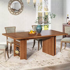 Mesa de comedor rectangular estilo casa de campo de 63" para 4-6 personas, marrón, MDF con almacenamiento