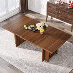 Mesa de comedor rectangular estilo casa de campo de 63" para 4-6 personas, marrón, MDF con almacenamiento
