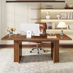 Mesa de comedor rectangular estilo casa de campo de 63" para 4-6 personas, marrón, MDF con almacenamiento
