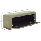 Banco de Almacenamiento Moderno con Asiento de Lino Acolchado, Verde Musgo, 50.8" de Ancho