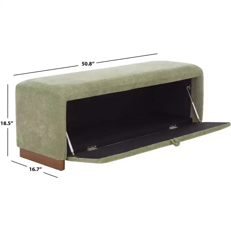 Banco de Almacenamiento Moderno con Asiento de Lino Acolchado, Verde Musgo, 50.8" de Ancho
