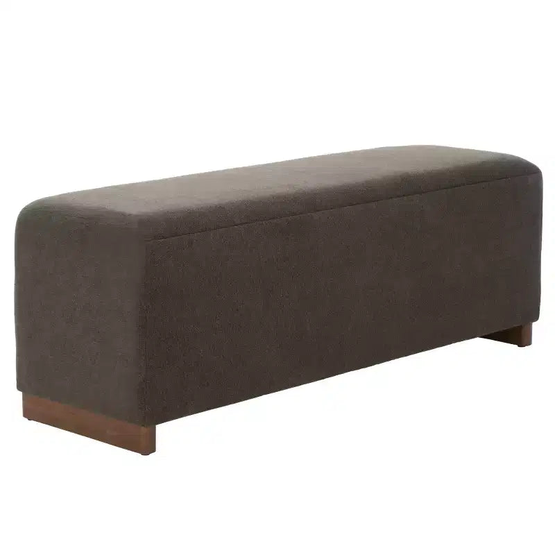 Banco de Almacenamiento Moderno con Asiento de Lino Acolchado, Verde Musgo, 50.8" de Ancho