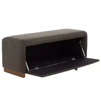 Banco de Almacenamiento Moderno con Asiento de Lino Acolchado, Verde Musgo, 50.8" de Ancho