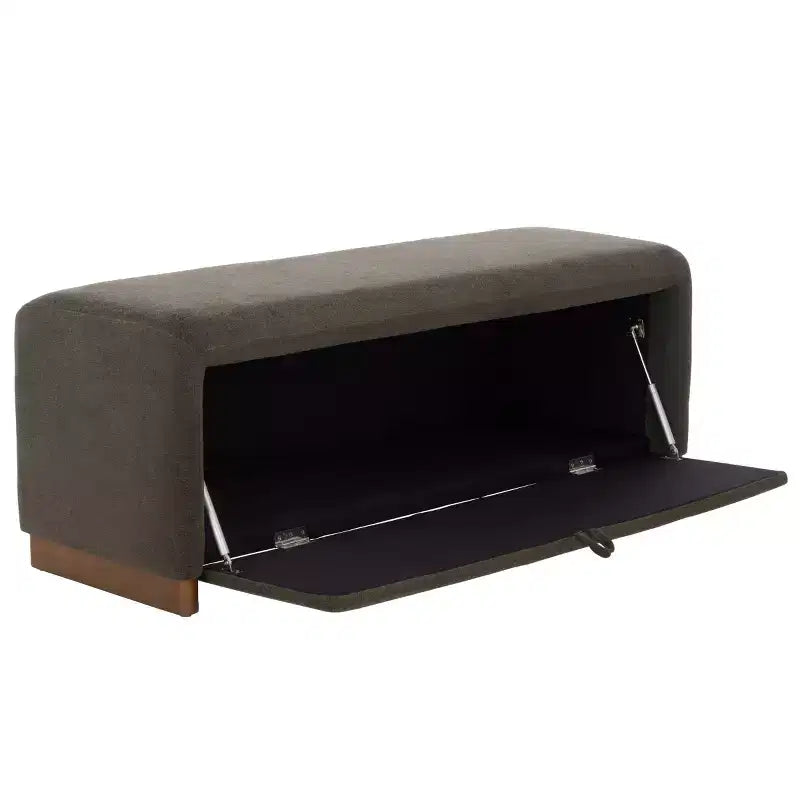 Banco de Almacenamiento Moderno con Asiento de Lino Acolchado, Verde Musgo, 50.8" de Ancho