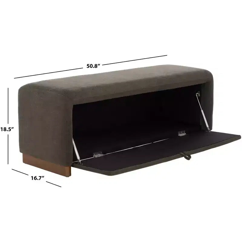 Banco de Almacenamiento Moderno con Asiento de Lino Acolchado, Verde Musgo, 50.8" de Ancho