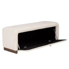 Banco de Almacenamiento Moderno con Asiento de Lino Acolchado, Verde Musgo, 50.8" de Ancho