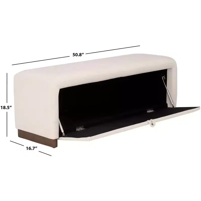 Banco de Almacenamiento Moderno con Asiento de Lino Acolchado, Verde Musgo, 50.8" de Ancho