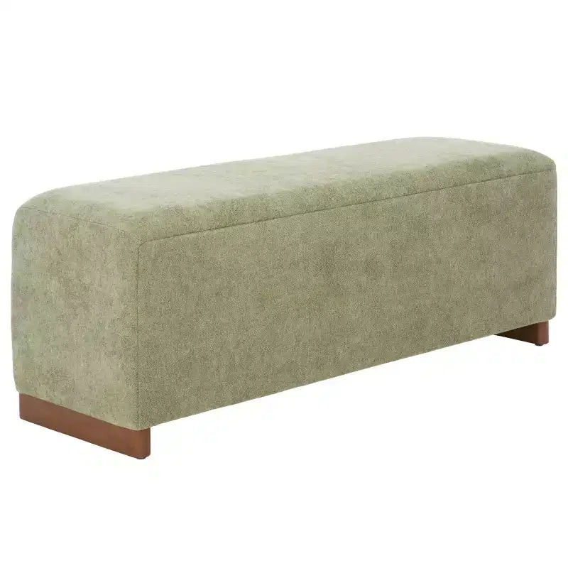 Banco de Almacenamiento Moderno con Asiento de Lino Acolchado, Verde Musgo, 50.8" de Ancho