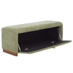 Banco de Almacenamiento Moderno con Asiento de Lino Acolchado, Verde Musgo, 50.8" de Ancho