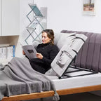 Respaldo de cama elevable eléctrico ajustable de 136 kg con barandilla y bolsa de almacenamiento