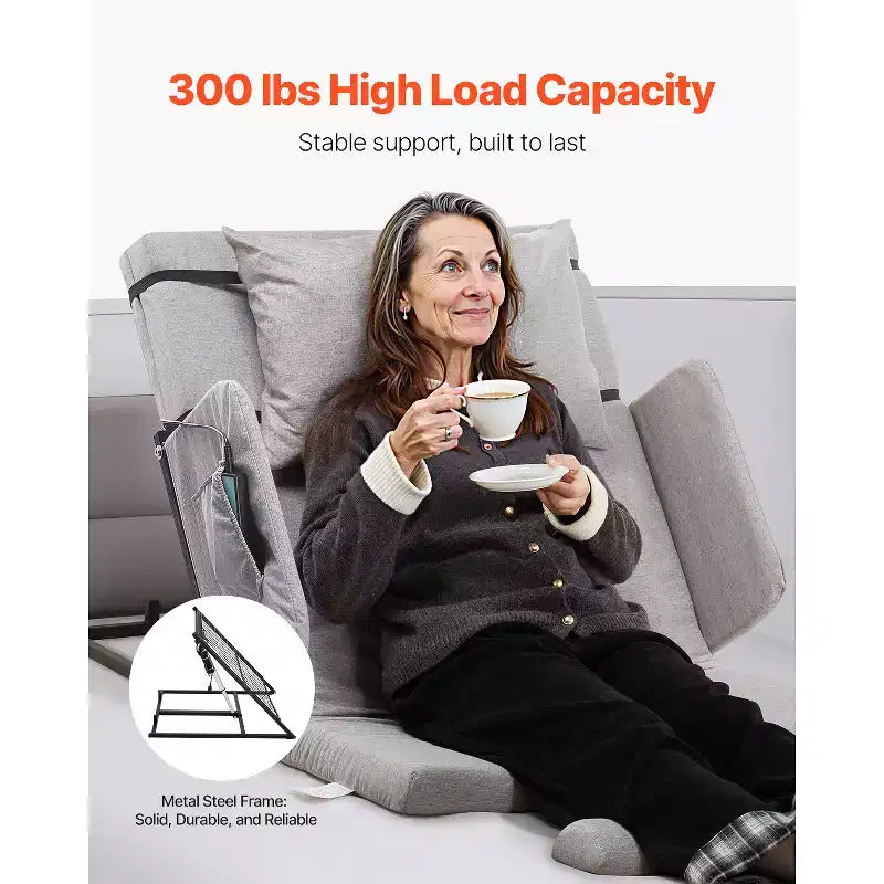 Respaldo de cama elevable eléctrico ajustable de 136 kg con barandilla y bolsa de almacenamiento