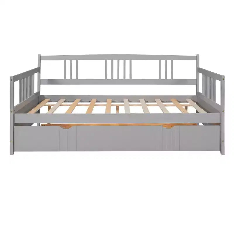 Sofá cama moderno de madera de tamaño completo con cama nido individual, madera de pino, capacidad de 158 kg