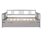 Sofá cama moderno de madera de tamaño completo con cama nido individual, madera de pino, capacidad de 158 kg