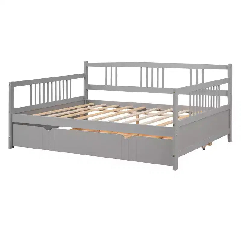 Sofá cama moderno de madera de tamaño completo con cama nido individual, madera de pino, capacidad de 158 kg