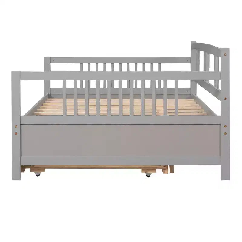 Sofá cama moderno de madera de tamaño completo con cama nido individual, madera de pino, capacidad de 158 kg