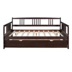 Sofá cama moderno de madera de tamaño completo con cama nido individual, madera de pino, capacidad de 158 kg