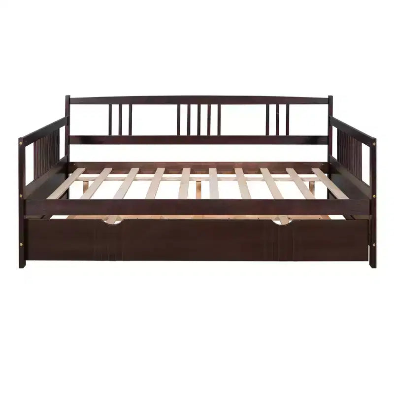 Sofá cama moderno de madera de tamaño completo con cama nido individual, madera de pino, capacidad de 158 kg
