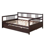 Sofá cama moderno de madera de tamaño completo con cama nido individual, madera de pino, capacidad de 158 kg