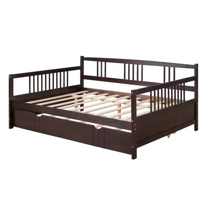 Sofá cama moderno de madera de tamaño completo con cama nido individual, madera de pino, capacidad de 158 kg