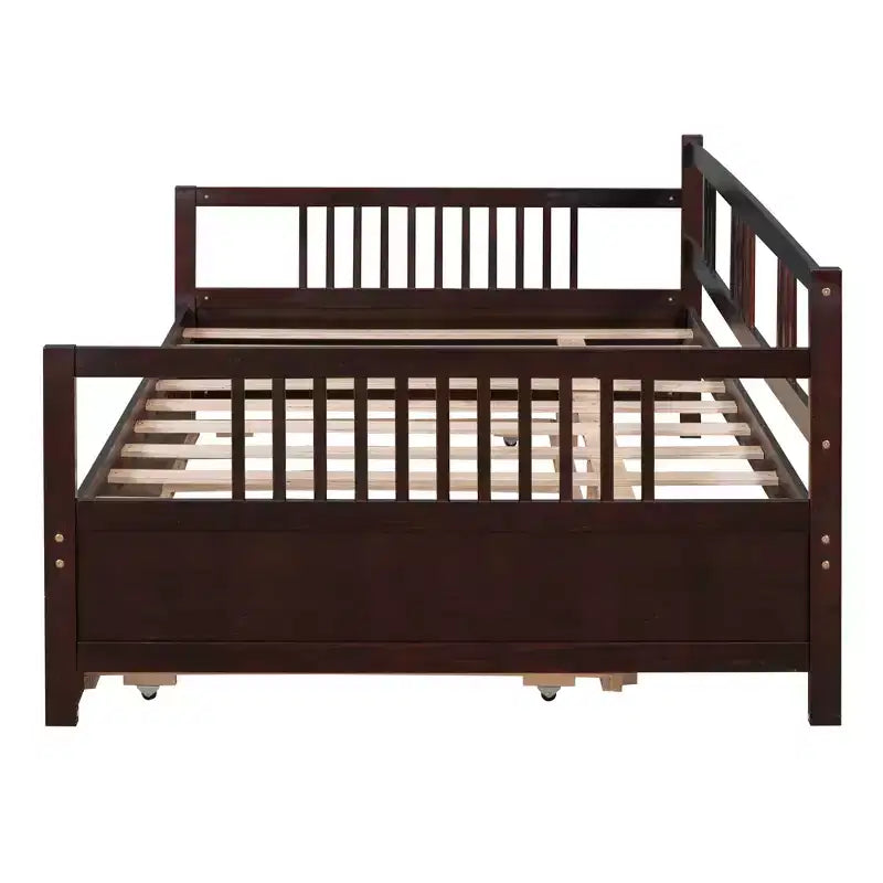 Sofá cama moderno de madera de tamaño completo con cama nido individual, madera de pino, capacidad de 158 kg