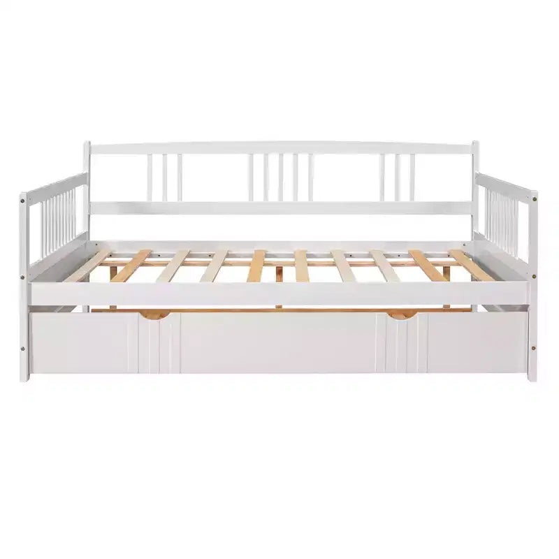 Sofá cama moderno de madera de tamaño completo con cama nido individual, madera de pino, capacidad de 158 kg