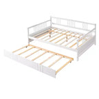 Sofá cama moderno de madera de tamaño completo con cama nido individual, madera de pino, capacidad de 158 kg