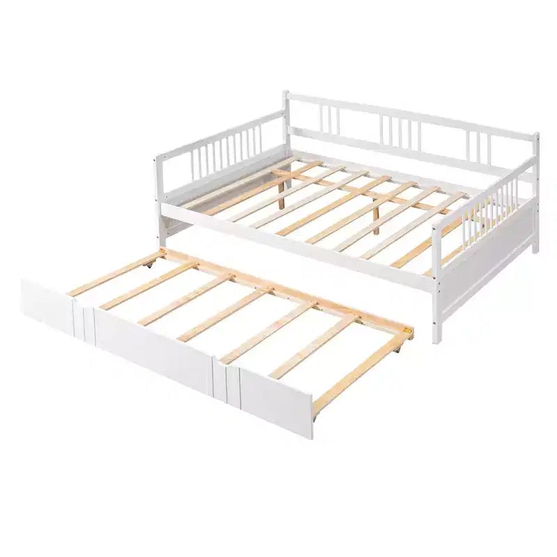 Sofá cama moderno de madera de tamaño completo con cama nido individual, madera de pino, capacidad de 158 kg