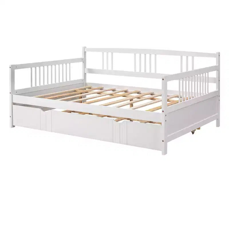 Sofá cama moderno de madera de tamaño completo con cama nido individual, madera de pino, capacidad de 158 kg