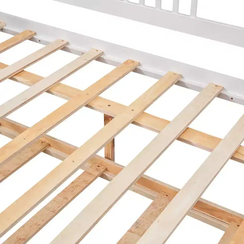 Sofá cama moderno de madera de tamaño completo con cama nido individual, madera de pino, capacidad de 158 kg