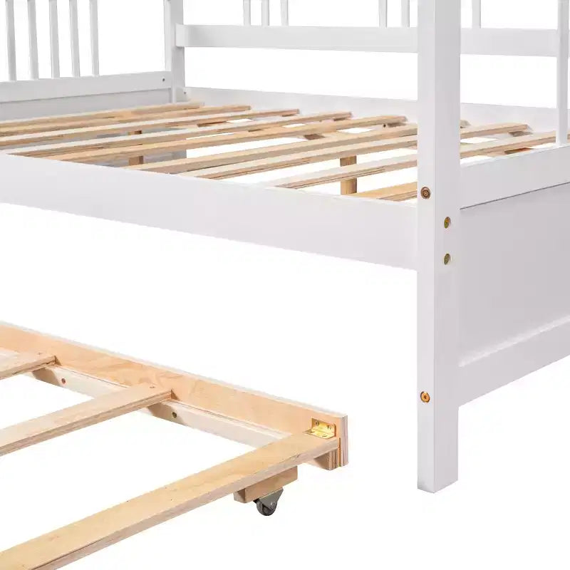 Sofá cama moderno de madera de tamaño completo con cama nido individual, madera de pino, capacidad de 158 kg