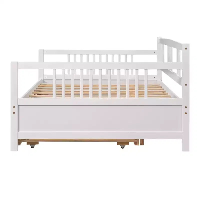 Sofá cama moderno de madera de tamaño completo con cama nido individual, madera de pino, capacidad de 158 kg