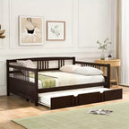 Luxystar Full Size Modern Wooden Daybed with Twin Size Trundle