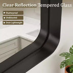 Espejo de baño de aluminio moderno de marco profundo de 24"x36", negro, montaje en pared