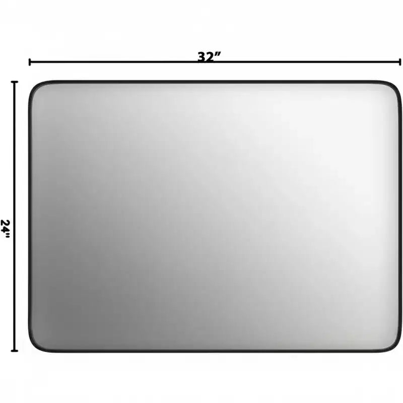 Espejo de baño de aluminio moderno de marco profundo de 24"x36", negro, montaje en pared