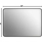 Espejo de baño de aluminio moderno de marco profundo de 24"x36", negro, montaje en pared