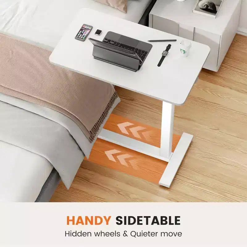 Mesa ajustable sobre la cama con ruedas, escritorio portátil rodante reclinable para cama, sofá, oficina