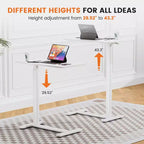 Mesa ajustable sobre la cama con ruedas, escritorio portátil rodante reclinable para cama, sofá, oficina