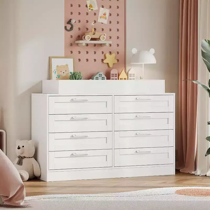 Cambiador con cómoda de 8 cajones y estantes para cuarto de bebé