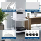 Soporte con ruedas de 2 niveles para impresora con estante ajustable y ruedas con bloqueo