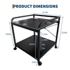 Soporte con ruedas de 2 niveles para impresora con estante ajustable y ruedas con bloqueo