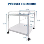 Soporte con ruedas de 2 niveles para impresora con estante ajustable y ruedas con bloqueo