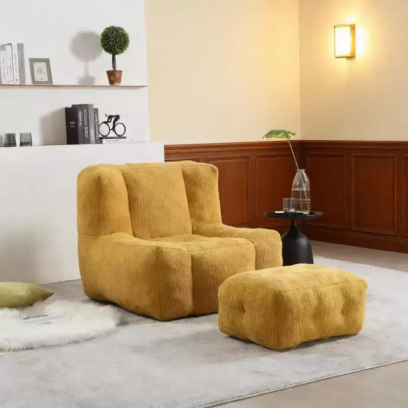 Puf mullido para adultos con espuma viscoelástica y otomana, para interiores