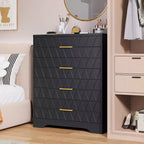 4-Drawer Tall Wood Dresser with Gold Handles, Modern Storage Chest with Wide Top for Bedroom, Closet, Living Room or Hallway