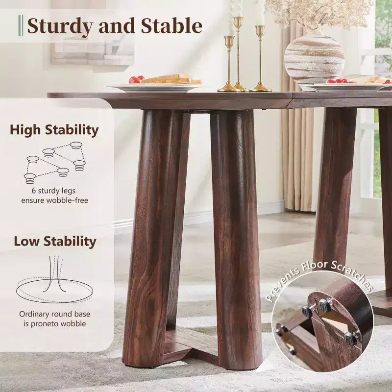 Mesa de comedor moderna de 63" para 6-8 personas con borde curvo, para cocina o comedor