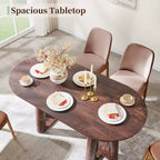 Mesa de comedor moderna de 63" para 6-8 personas con borde curvo, para cocina o comedor