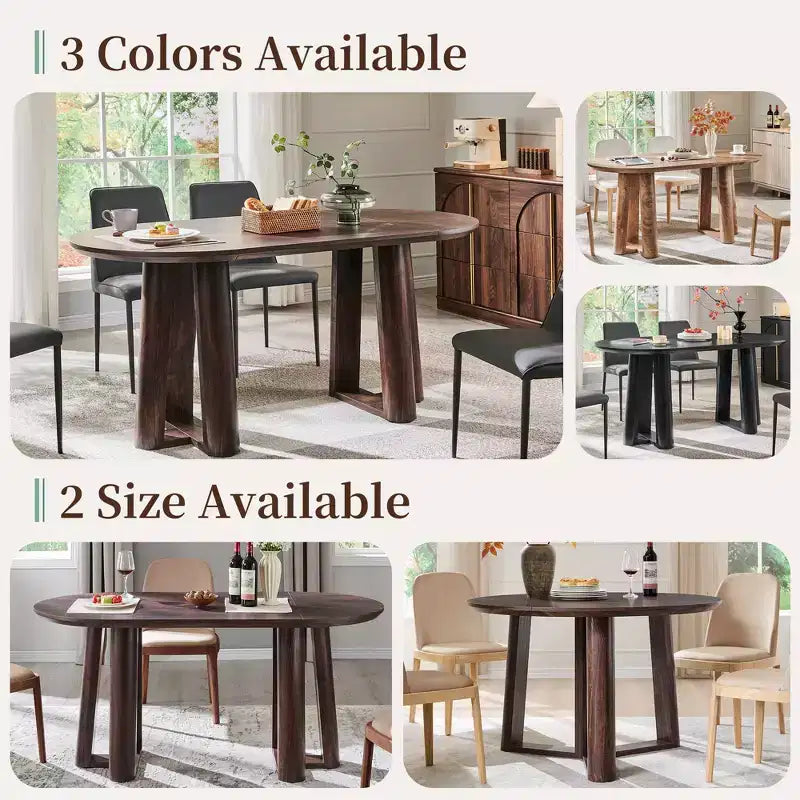 Mesa de comedor moderna de 63" para 6-8 personas con borde curvo, para cocina o comedor