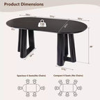 Mesa de comedor moderna de 63" para 6-8 personas con borde curvo, para cocina o comedor