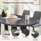 Mesa de comedor moderna de 63" para 6-8 personas con borde curvo, para cocina o comedor